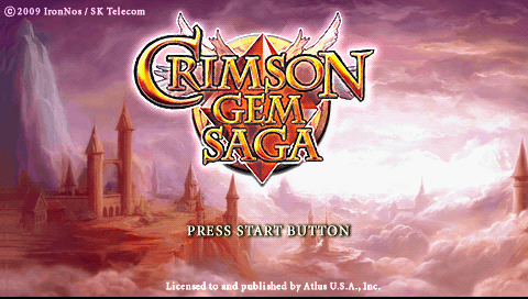 Crimson Gem Saga title screen for PSP
